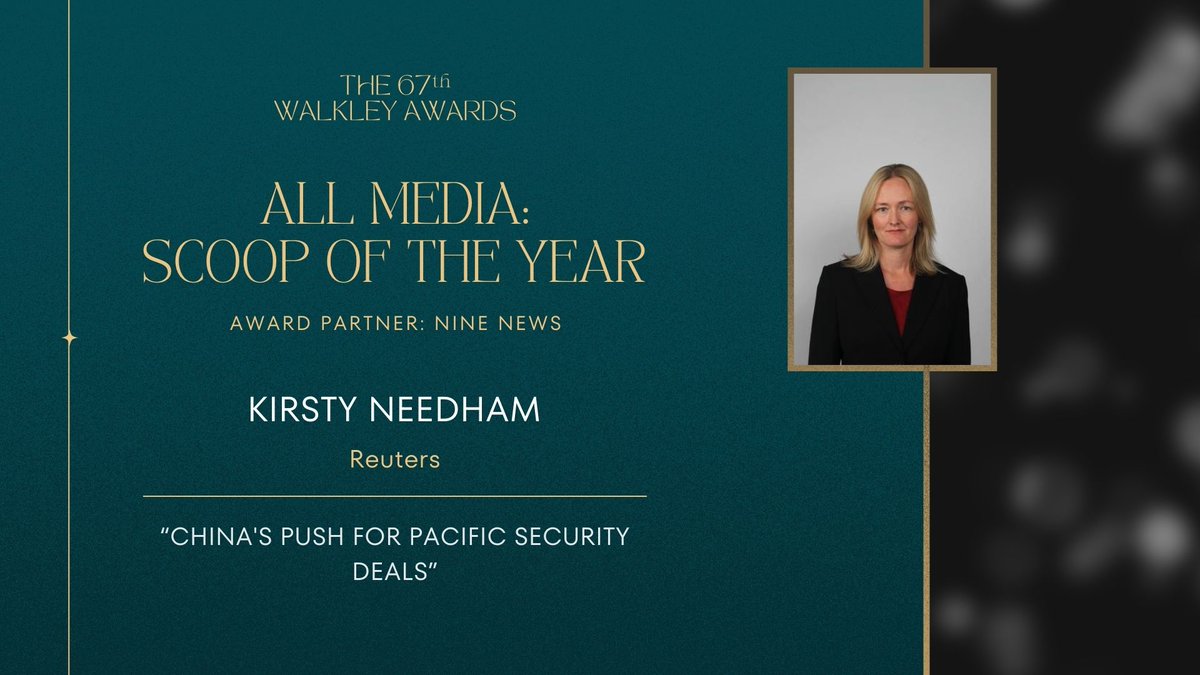 The winner for All Media: Scoop of the Year, supported by @9NewsAUS is: @KirstyLNeedham, @Reuters. #walkleys