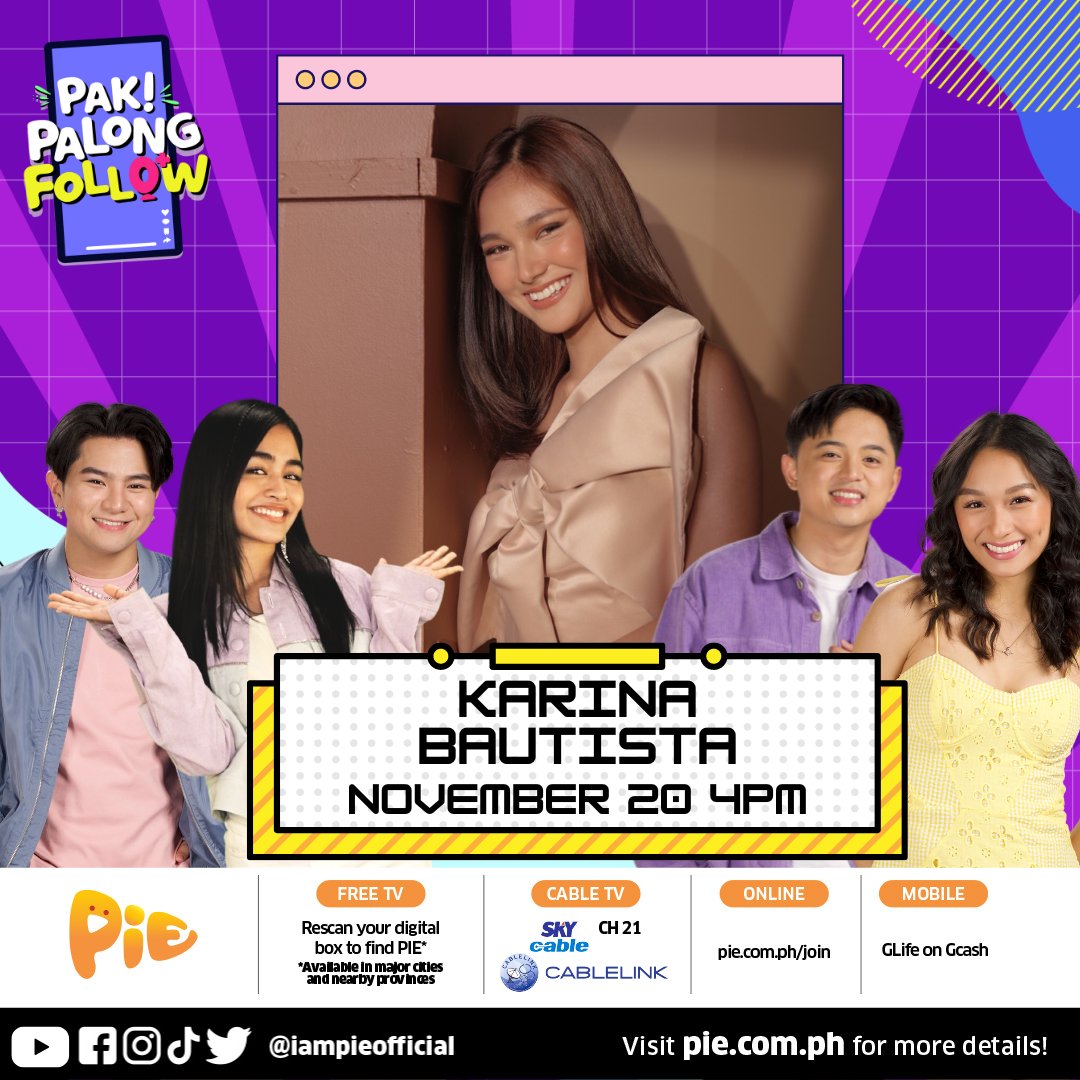 iampieofficial's tweet photo. DI LANG MAGANDA, TALENTED PA!

This Sunday, guest natin dito sa #PakPalongFollow sina Karina Bautista at Sheena Belarmino! Abangan sila together with our Sunday VFF's sa pagdiscover ng mga PAK na PAK na contents from our talented creators!

See you all sa November 20, 4PM! https://t.co/HN9Mpi9sru