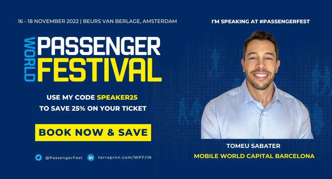 5G Barcelona (@5gbarcelona) on Twitter photo 📢Today, Tomeu Sabater, Head of Digital Services at <a href="/MWCapital/">Mobile World Capital Barcelona</a>, participates in the 𝗪𝗼𝗿𝗹𝗱 𝗣𝗮𝘀𝘀𝗲𝗻𝗴𝗲𝗿 𝗙𝗲𝘀𝘁𝗶𝘃𝗮𝗹 (<a href="/PassengerFest/">World Passenger Festival</a>) giving the conference 'Barcelona's experience creating the connected mobility of the future'.
Learn more➡mwcb.in/3UQQMGa 📢Today, Tomeu Sabater, Head of Digital Services at <a href="/MWCapital/">Mobile World Capital Barcelona</a>, participates in the 𝗪𝗼𝗿𝗹𝗱 𝗣𝗮𝘀𝘀𝗲𝗻𝗴𝗲𝗿 𝗙𝗲𝘀𝘁𝗶𝘃𝗮𝗹 (<a href="/PassengerFest/">World Passenger Festival</a>) giving the conference 'Barcelona's experience creating the connected mobility of the future'.
Learn more➡mwcb.in/3UQQMGa