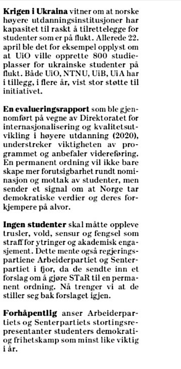 I dag skal et representantforslag om å styrke Students at Risk-ordningen behandles på stortinget.

Vil det bli vist nåde til 40 forfulgte studenter?