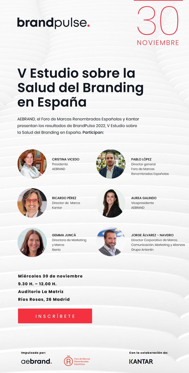 📢¿Aún no te has inscrito? Acompáñanos el miércoles 30 (9.30h.) en la presentación del estudio #BrandPulse22 impulsado por <a href="/BrandsofSpain/">Foro de Marcas Renombradas Españolas</a> con la colaboración de <a href="/Kantar_ES/">Kantar ES</a> y la participación de <a href="/Iberia/">Iberia</a> <a href="/Antolin_Oficial/">Antolin</a> <a href="/SuperunionHQ/">Superunion</a> ¡Inscríbete!🎟️bit.ly/3gdEgSs #Branding