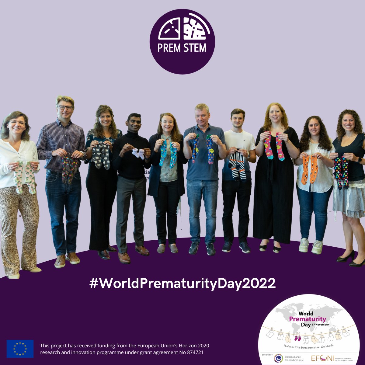 It's #WorldPrematurityDay2022! The small socks in the #WPD logo symbolise that worldwide, 1 in every 10 babies is #borntoosoon. The #premstem team aims to improve outlooks for #preterm babies and their families through #research. Learn more:

➡️ premstem.eu

#WPD2022