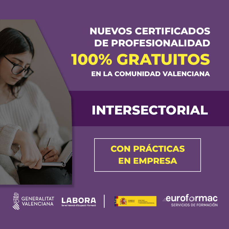 GrupoEuroformac's tweet photo. ➡️ Para trabajadores de cualquier sector o desempleados en la COMUNIDAD VALENCIANA

👉 Próximos Certificados de profesionalidad gratuitos de INTERSECTORIAL especializados en administración, ventas, RR.HH. u ofimática

https://t.co/9jIACPhdza https://t.co/UpysjLDdXg