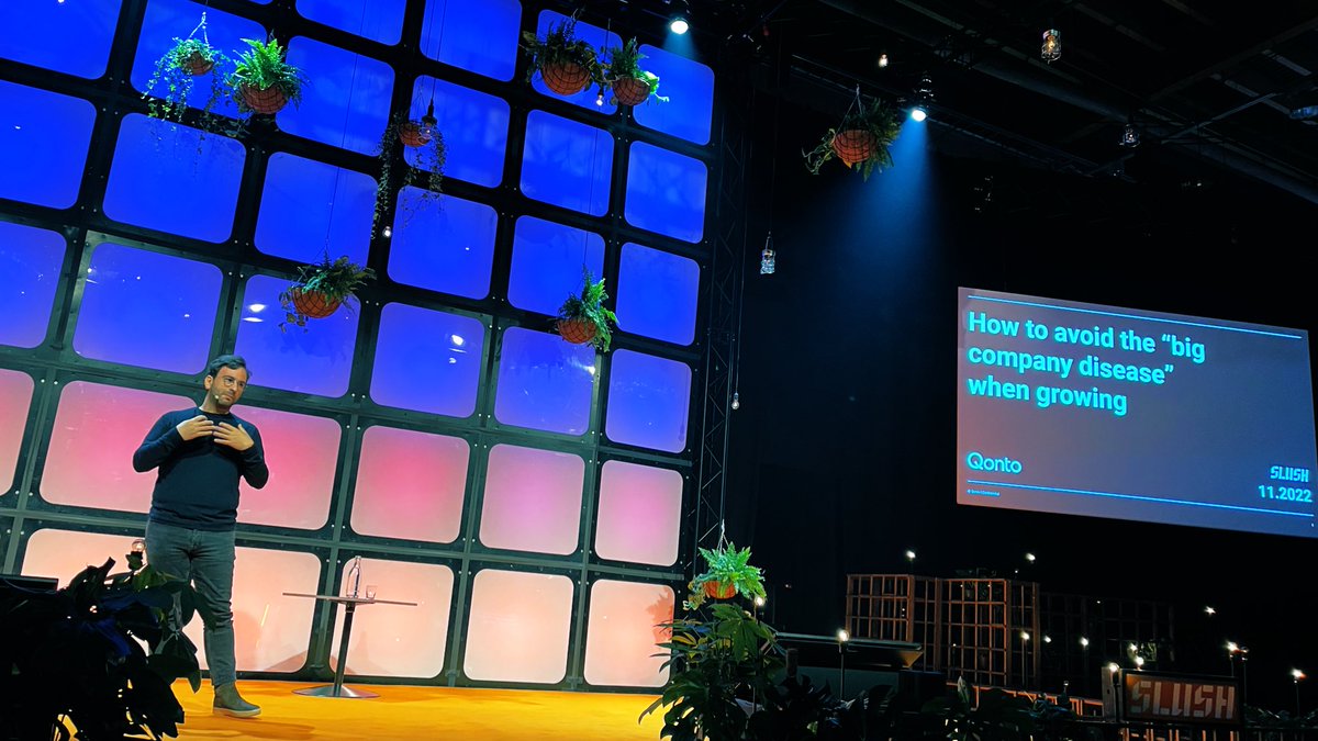 WeAreFieldHouse's tweet photo. Steve Anavi of @getqonto on the #BuildersStudio stage at @SlushHQ #Slush2022, talking about how to avoid “big company disease” as you scale your #startup https://t.co/MzBVkOXmCB