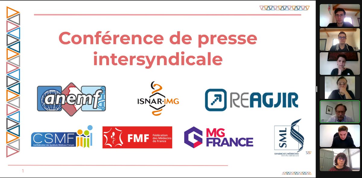 La conférence de presse intersyndicale est lancée ! 

Révélation de l'etat des lieux Attractivité de la #médecine générale, de l’exercice en France et impact sur le bien-être #étudiant, mobilisation,#4AMG, liberté d'installation, ...

Rejoignez-nous : uvsq-fr.zoom.us/j/93134117950?…