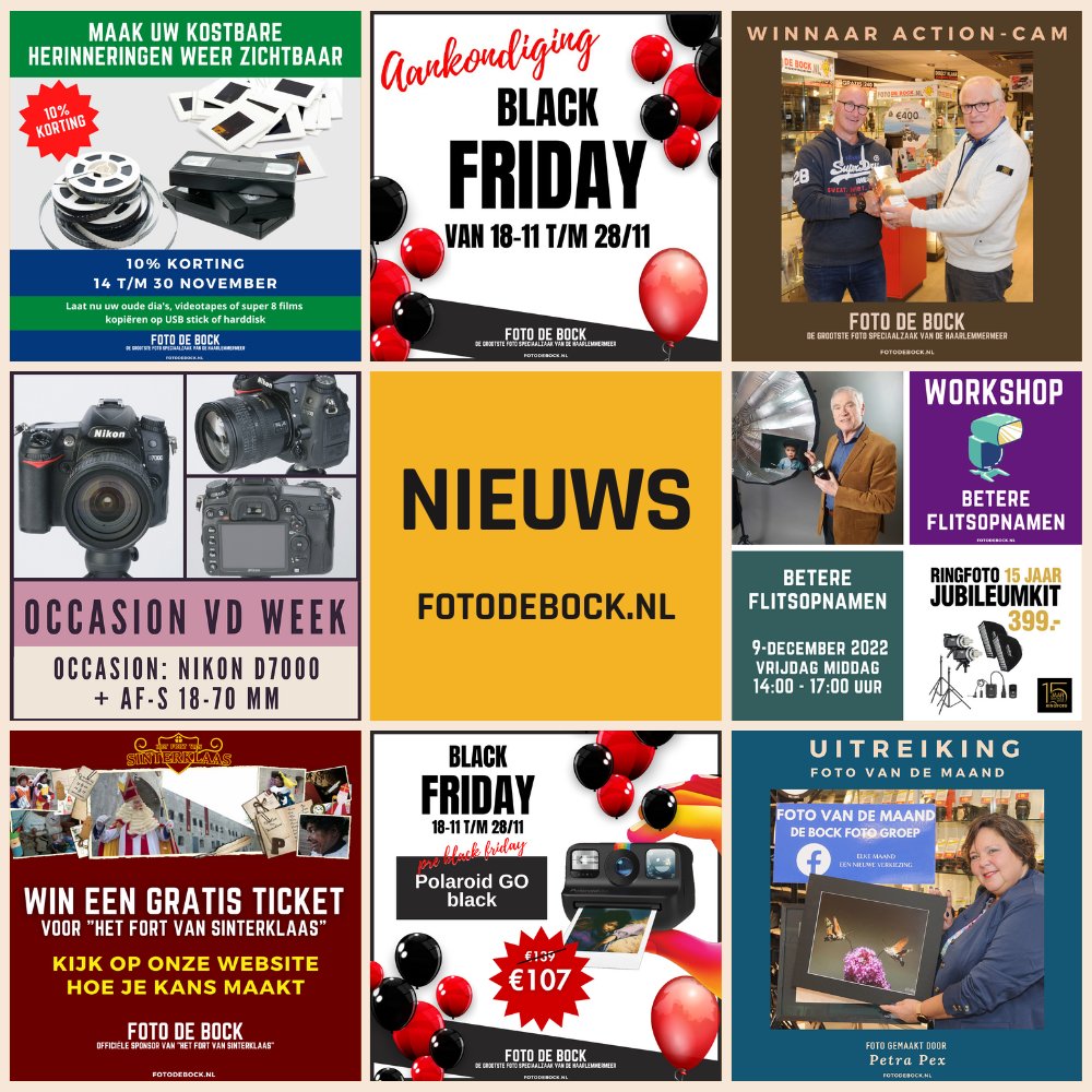 #FotoDeBock #Nieuws 17-11-2022 

fotodebock.nl/foto-de-bock-n… 

WIN EEN ACTION CAM: eepurl.com/bMYXKn 

#WinnaarActionCam #PolaroidGo #FortVanSinterklaas #10ProcentKorting #Digitaliseren #BlackFriday #PolaroidGo #Flitsworkshop #VervolgWorskhop #FotoVanDeMaand #Actie #Ringfoto