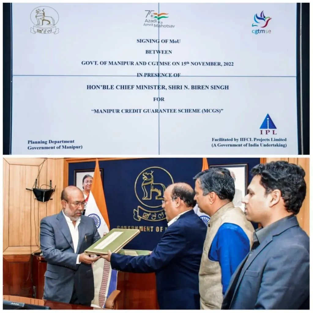 CGTMSEOfficial's tweet image. We feel proud to be associated with Govt of #Manipur for the special Guarantee Scheme #MCGS.
MoU exchanged in august presence of Honourable CM @NBirenSingh and CEO CGTMSE
@sandeep293 to facilitate flow of credit to MSE sector.

@harishkath @manipurmygov @minmsme @sidbiofficial