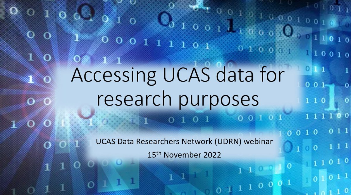 ICYMI: watch our webinar on "Accessing UCAS data for research purposes" here: udrn.webspace.durham.ac.uk/?page_id=24 @pofbranchu <a href="/hesidurham/">@HESIDurham</a> <a href="/DurhamSociology/">Durham Sociology</a>