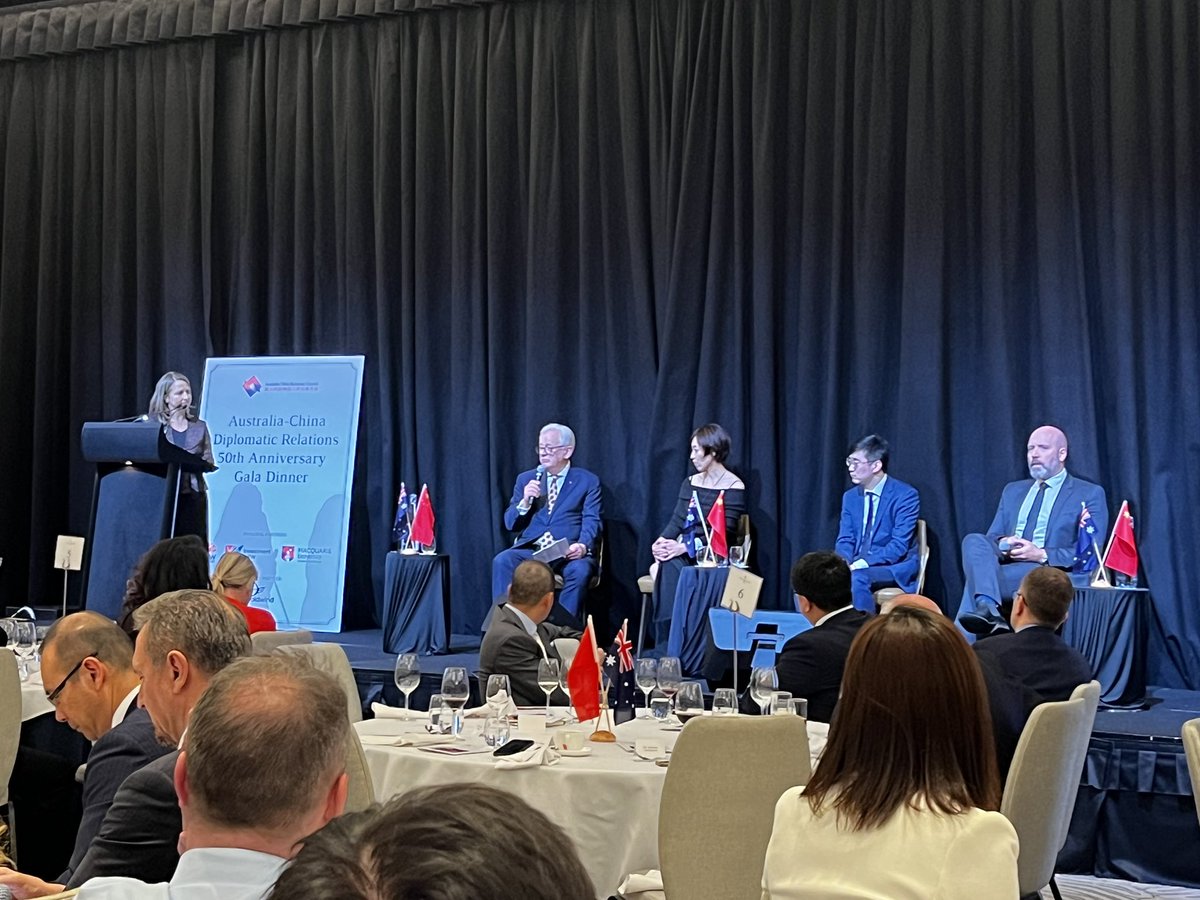 timregan99's tweet photo. Very timely @AusChinaBC Australia-China Diplomatic Relations 50th Anniversary Gala Dinner with talks between the two countries opening up - great to hear @AndrewRobbAO bring to life the history of #ChAFTA 🇨🇳 🇦🇺 🙏 https://t.co/7tsuIpB6Nt