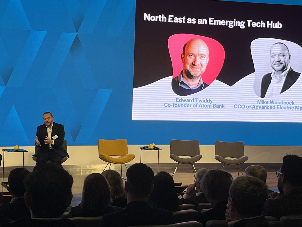 BruceColley1's tweet photo. Mike Wooodcock of Advance Electric Machines talking about their companies growth story at Knowledge North East - an event looking to attract London finance to the £30b of investment opportunities in the North East https://t.co/mCZvDwavAc