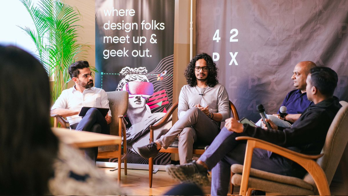 StudioProximity's tweet photo. The fireside chat #42px saw @ChettyArun (Director Design, @Razorpay) &amp; @navneetdesigns (Director Design, @PhonePe) discuss their personal journeys, the #design scene in India, their predictions for #fintech &amp; #ecommerce, &amp; its implications for design culture.

#StudioProximity https://t.co/gQJIu9ggOF