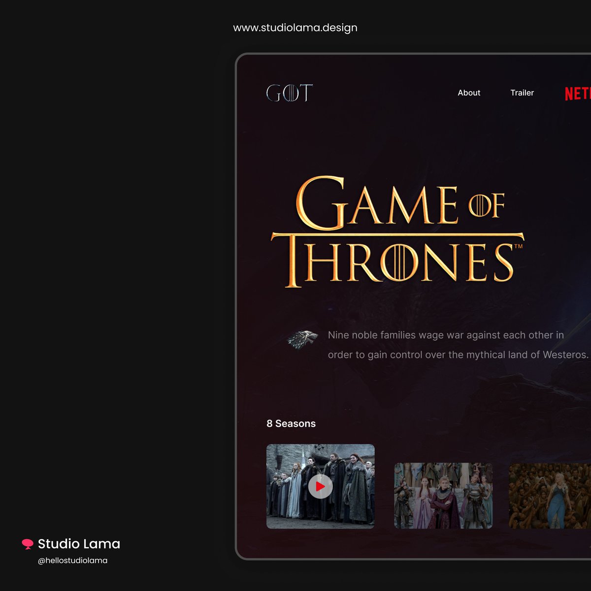 Hellostudiolama's tweet photo. Check out our new design concept for OTT platform, dm us for enquiries!

#studiolama #designstudio #uiuxdesign #productdesign #ott #got https://t.co/HFBgnnV5kE
