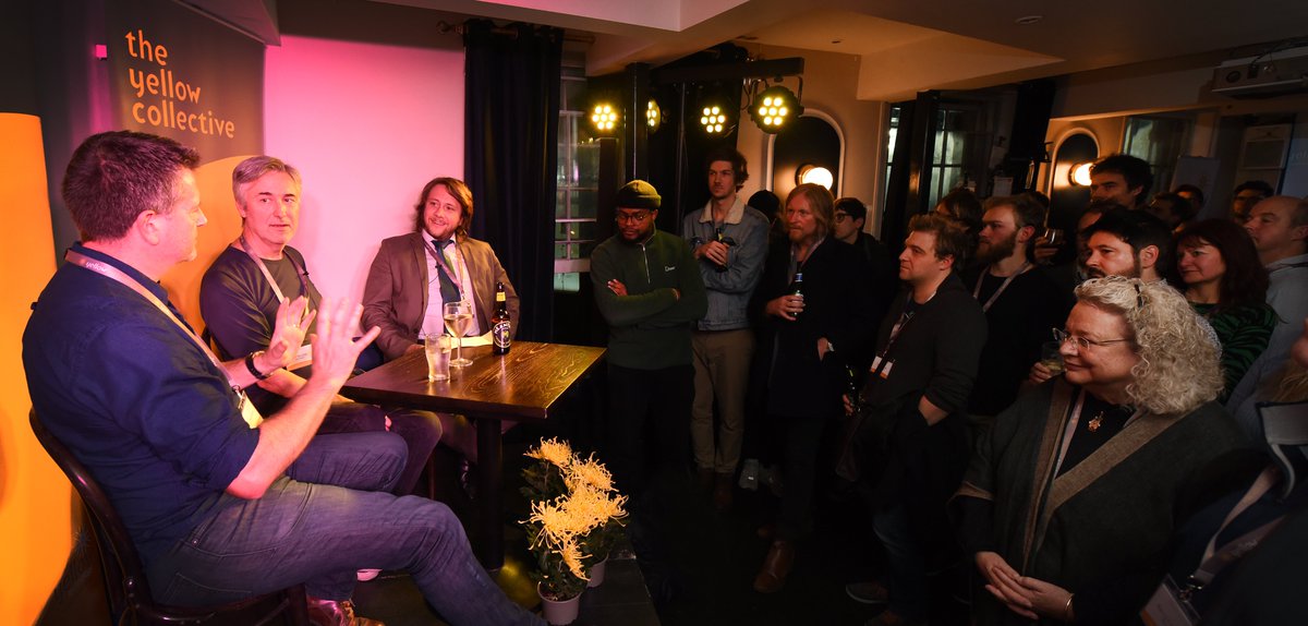 #TBT to The Yellow Collective 2019 where Ben sat down for A Collective Pint with Neil Davidge & David Poore! #TYC2022 next Wednesday is free for composers & producers but you need a ticket - DM if you'd like an invitation! #TheYellowCollective