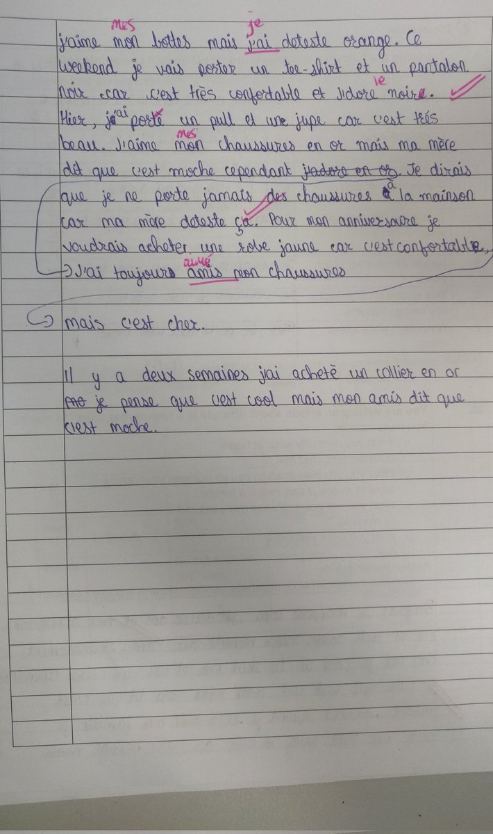 Y8 Student came from abroad last summer not knowing a word of French and is now able to produce this 😌.