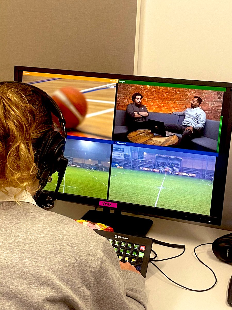 MetBroadcast's tweet photo. In our gallery we had @megsjoyce2000 directing &amp; producing (both the magazine show &amp; the live match) using our @vMixHD set up. 

Alongside Meg was @bethanallen99 who was operating graphics &amp; running replays during the game. https://t.co/TrD4meiFlu