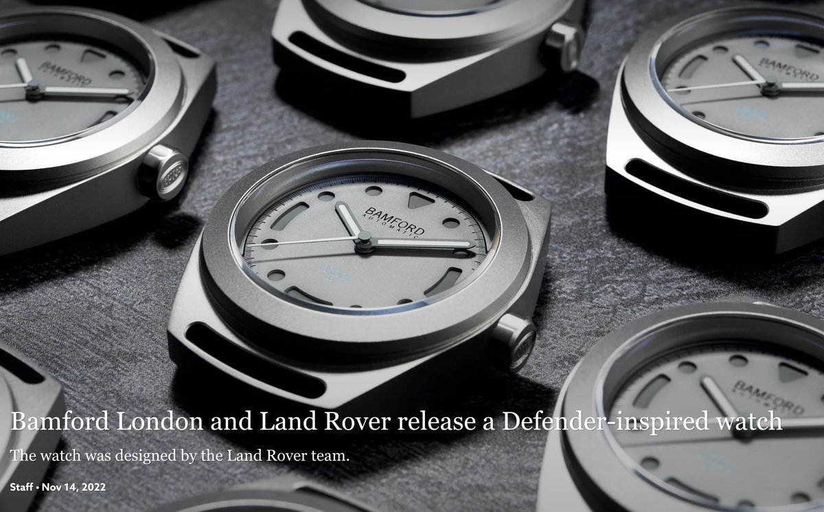Bamford London and <a href="/LandRover/">Land Rover Discovery</a> release a Defender-inspired watch designed by the Land Rover team.
Read more shorturl.at/mQRS1 @acquiremag 
  
#bamfordlondon #landrover #acquiremag