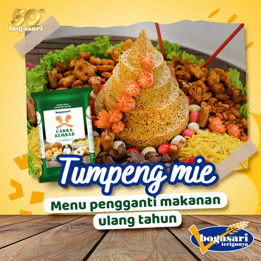 KreasiBogasari's tweet photo. Bosen ngerayain ulang tahun makanannya yang itu-itu aja?
Bikiners bisa bikin suasana beda dengan bikin Tumpeng Mie sebagai pengganti makanan ulang tahun. Pengen tahu cara bikinnya? Yuk simak resep berikut!

#bogasari #Bikiners #BikinSemuaBisa  #Kuliner #Culinary #Tumpeng https://t.co/Nmbm7zL2Fv