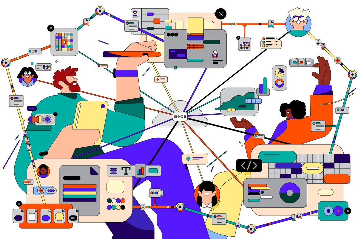 bmilenkovic's tweet photo. Selection of images I created some time ago for the report about the digital native businesses and rules of successful collaboration published by WIRED Consulting in partnership with Google. #illustration #digitaltools #collaboration #cloud https://t.co/buSS6XXd3S