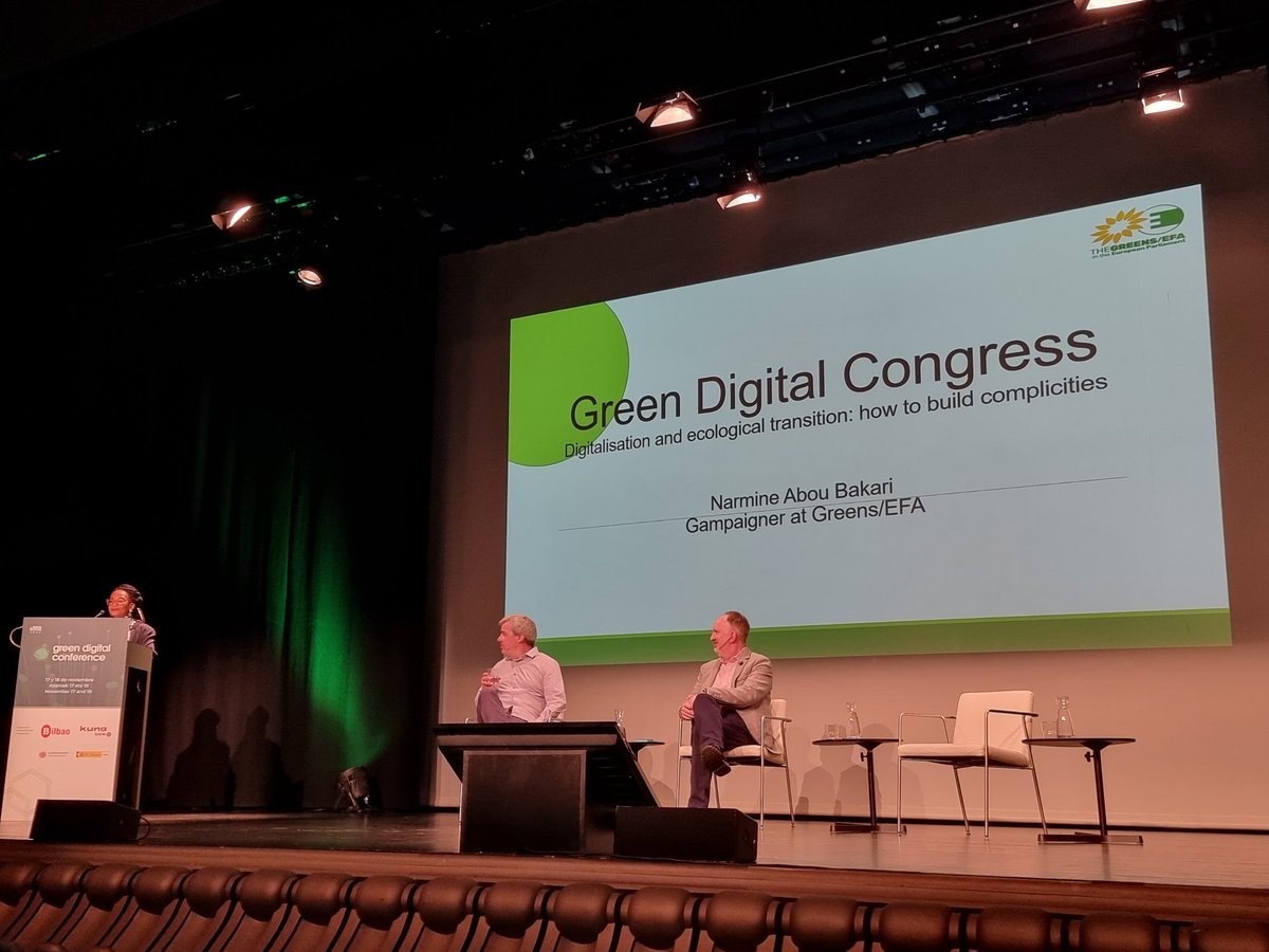 Primera sesión de <a href="/GreenDigitalCon/">Green Digital Conference</a> sobre Digitalización y transición ecológica: cómo construir complicidades. Con @fiachr, Narmine Abou Bakari y <a href="/AusinTxetxu/">Txetxu Ausín 🇵🇸</a>.