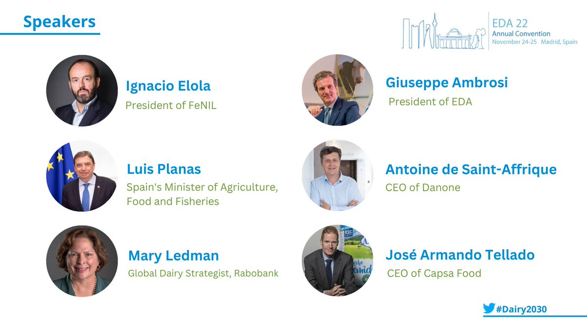 EDA_Dairy's tweet photo. Only one week for our 2022 Annual Convention! 📢

On 24 and 25 November, Madrid will become the dairy capital of Europe. Our much-awaited conference will explore the #Dairy2030 outlook with a high-level panel!

Check out here the full programme ➡️ https://t.co/iqz7zhIza4 https://t.co/3VE4BJYuCO
