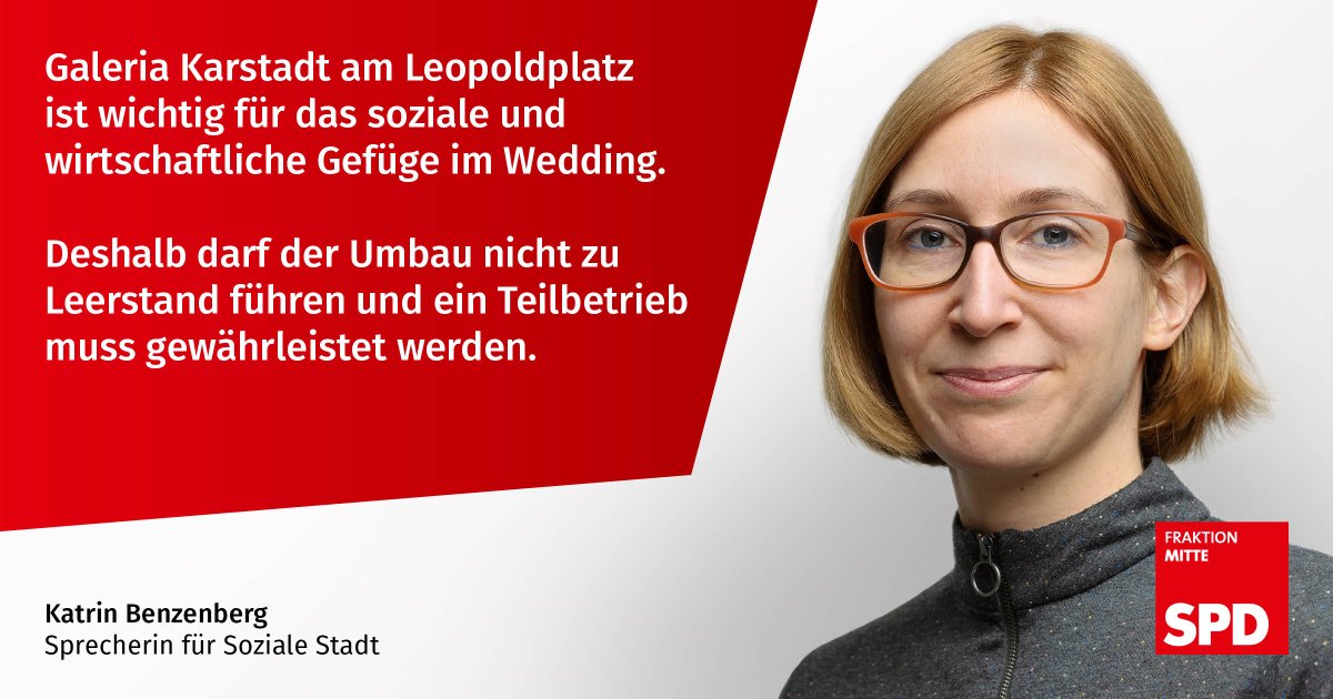 Galeria #Karstadt am #Leopoldplatz ist mehr als nur ein Kaufhaus.
Ein Wegfall hätte wirtschaftliche und soziale Konsequenzen - und könnte den Kiez in eine soziale Schieflage bringen. #Wedding

Das wollen wir verhindern. Unser Antrag zur heutigen #bvvmitte:
berlin.de/ba-mitte/polit…