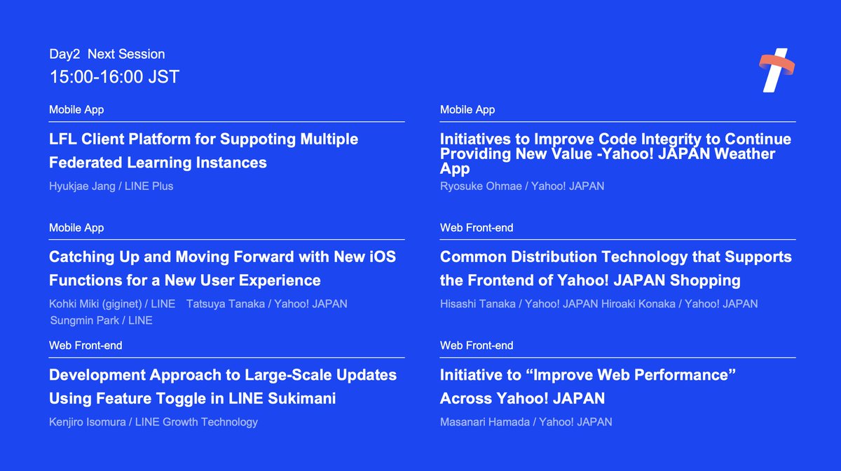 This session will begin at 3:00 pm on Friday, Nov. 18.

Please watch them.

#techverse_en

tech-verse.me/en