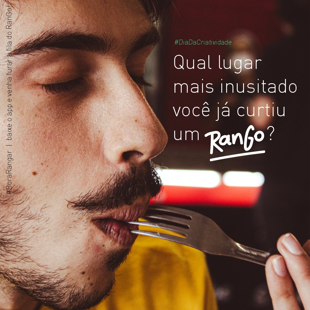 rangosemfila's tweet photo. Hoje é o #DiaDaCriatividade e queremos saber o quão criativos são nossos RanGueiros. Conta pra gente, qual foi o lugar mais inusitado que você já bateu um RanGo?
#BoraRangar #RangoApp #SemFila #TakeOut
#VidaDeUniversitario #App
Rápido Para Sua Fome
Perfeito Para o Seu Tempo https://t.co/f1MVgMCElw
