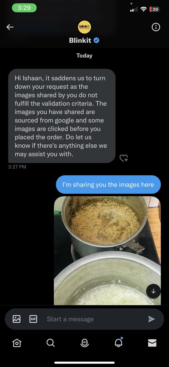 Ishaan__007's tweet photo. @blinkitcares They are lying to me I’ve sent them all the images of milk as well as packets and they are not validating it https://t.co/yhit15aWZg