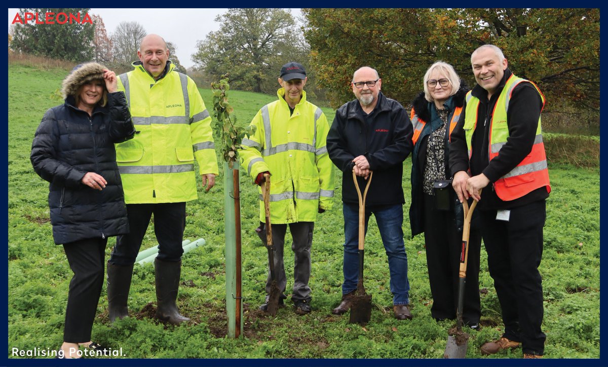 ApleonaUK's tweet photo. A hardy Apleona team of six probably chose the wettest day this month to plant apple trees on site, in aid of The Queen's Green Canopy. So far over a million trees have been planted and Apleona UK is proud to have played a part in this. 
#plantingforourfuture #queensgreencanopy https://t.co/izDKJtUVUo