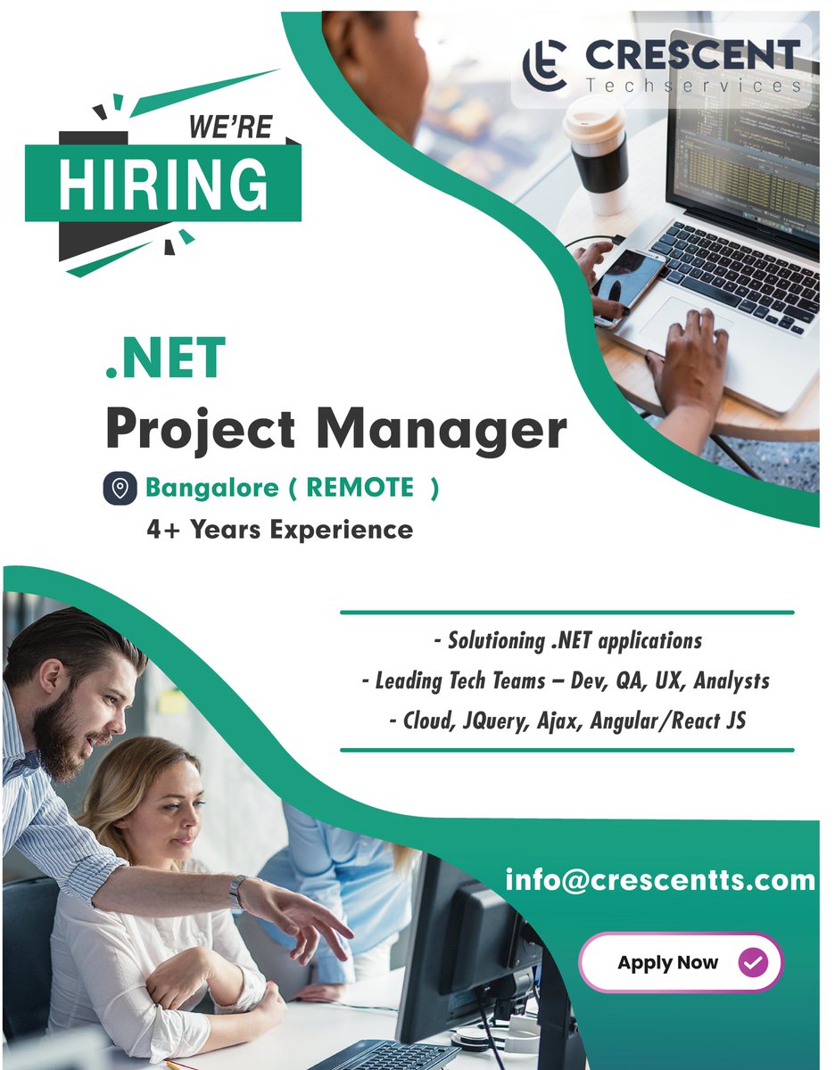 Crescent_Tech_'s tweet image. We&apos;re Hiring For .Net Project Manager
📌Bangalore ( REMOTE )
4+ Years Experience
Apply Now
👇
@info@crescentts.com