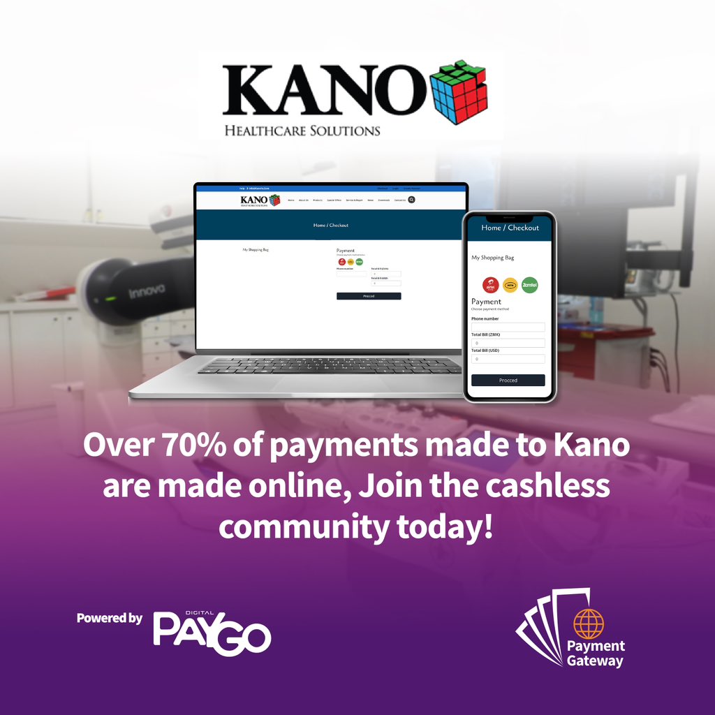 digitalpaygozm's tweet photo. PAYGO MERCHANT HIGHLIGHT; Kano Healthcare Solutions - https://t.co/PYSoCr18vF

Kano collects payments for goods and services from customers online via Digital PayGos Payment Gateway.

To sign up as a merchant contact us on: +260762023355 or Visit https://t.co/M54n3BeHPh https://t.co/M5k7vcKYZ9