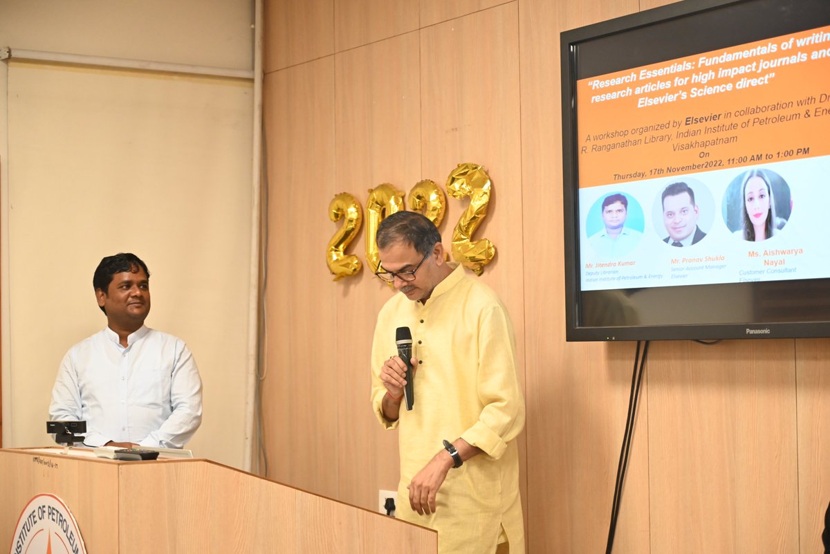 IIPE_vizag's tweet photo. A workshop on "Research Essentials: Fundamentals of writing research articles for high journals and Elsevier's science direct" was organized by IIPE today in collaboration with Elsevier.
#jeeadvanced2022 #jee #iit #iitjee #ministryofeducation #MoPNG #hpcl #iocl #gail #oil #ongc https://t.co/H3tKujfFwS