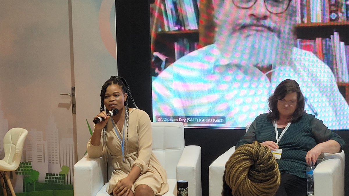 adaptationfund's tweet photo. Tambe Honourine Enow discussed the important roles of youth in implementing innovative technical solutions in adaptation &amp; needs of capacity building for youth for sustainable adaptation actions.  #COP27 https://t.co/rj57uZHQFt