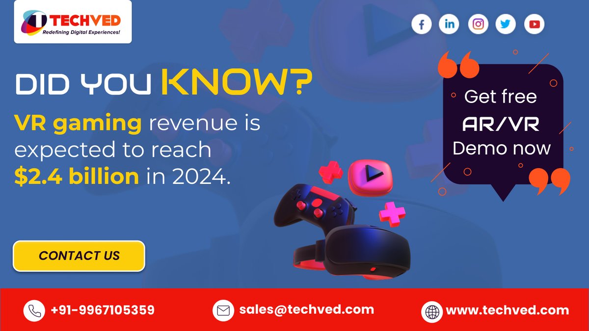 techved's tweet photo. Gaming Industry https://t.co/OYubXdbvlR is seeing the revolution. Have you played AR/VR games yet? Get your Free AR/VR Demo at the earliest CONTACT US +91 9967105359.

#ar #vr #augmentationreality #virtualreality #games #gaming #gamer https://t.co/sZiaDV5APz