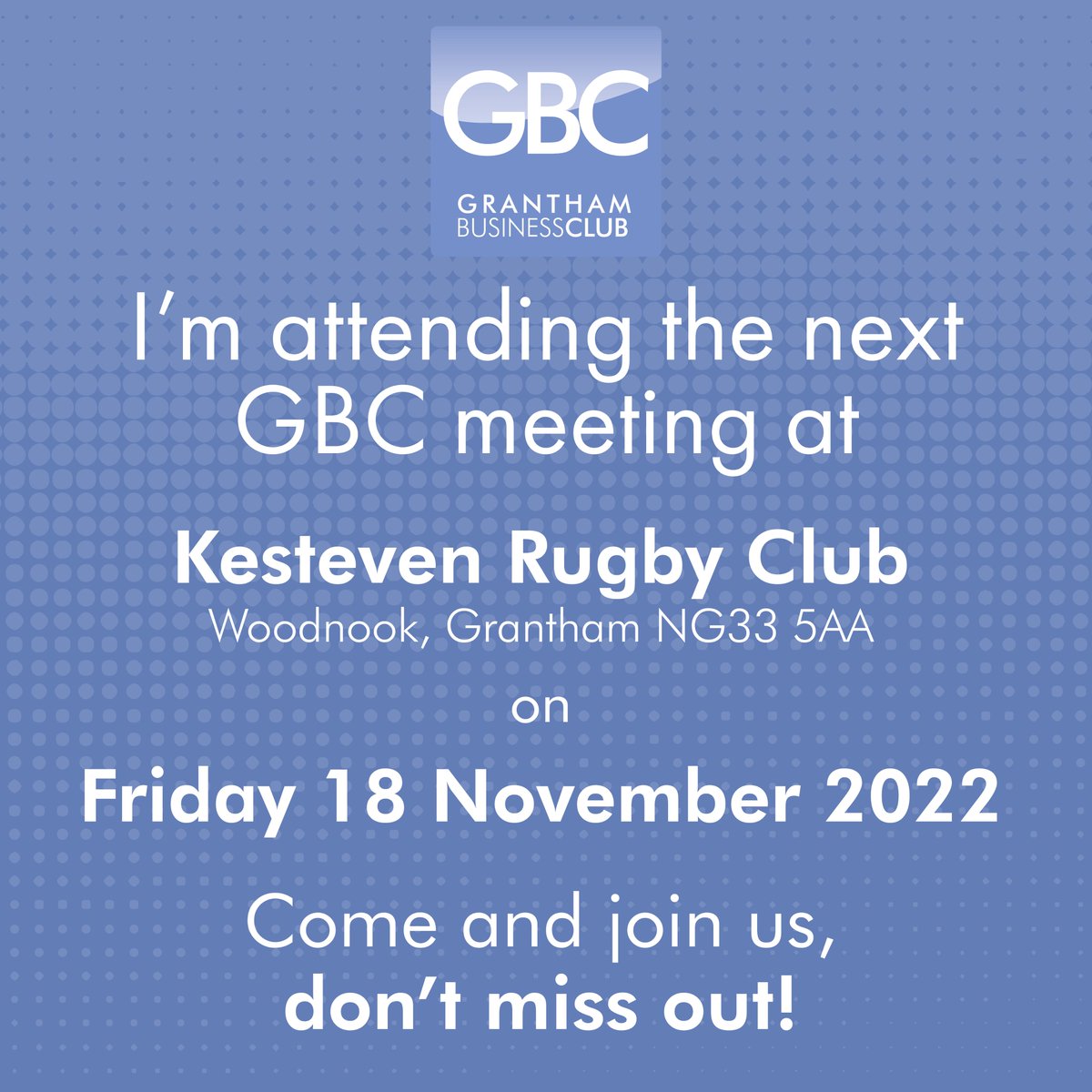 🚨 1 day to go 🚨

Tomorrow morning is the day of our November meeting that will be filled with plenty of networking opportunities with engaging businesses! 🗣

Share this graphic if you will be joining us! You can buy your ticket here 👉 bit.ly/3FWR0au

#Grantham