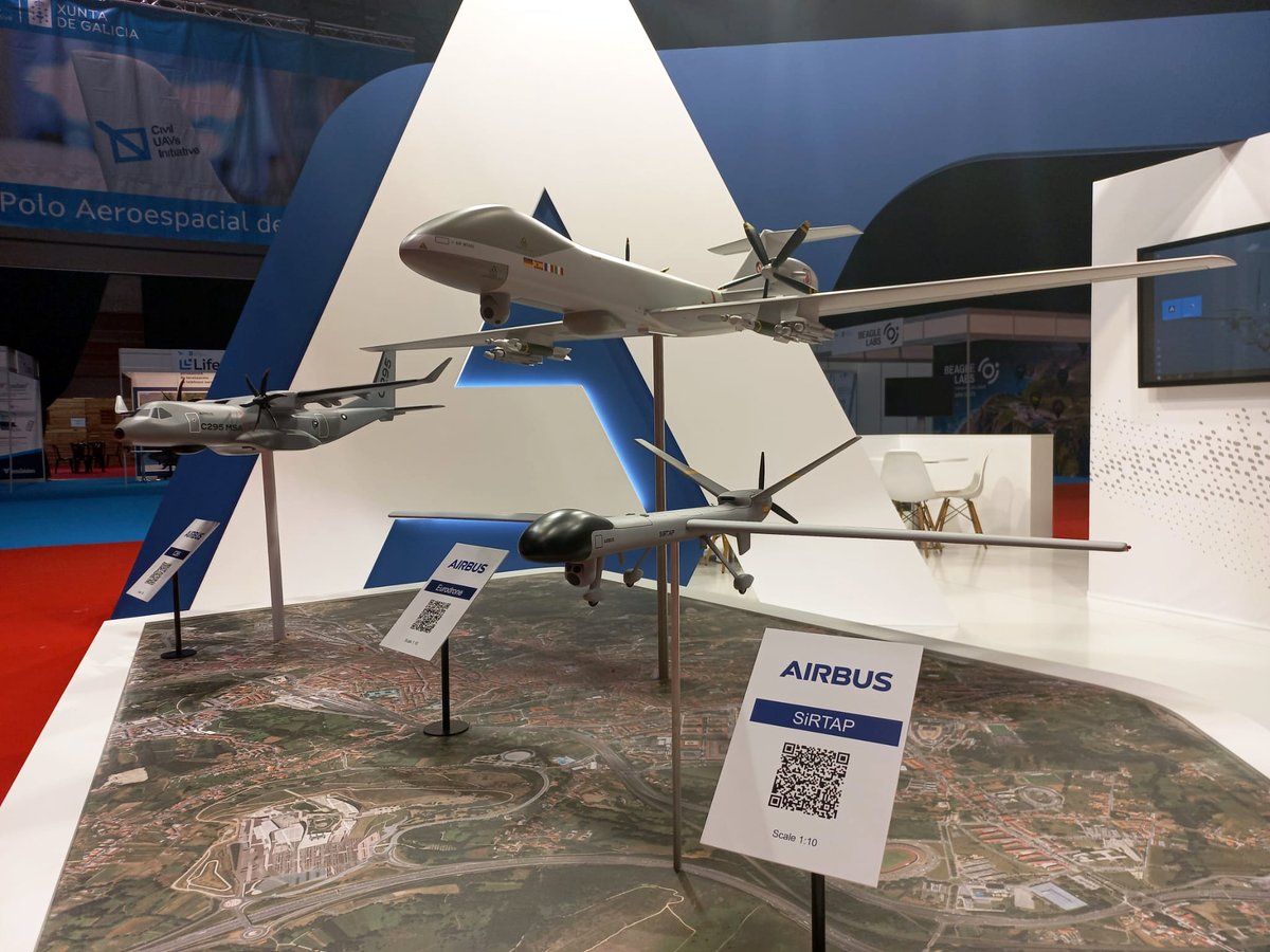 AirbusDefence's tweet photo. We are present at @feriaSEDEXPO in 🇪🇸. As a key player in security, defence, and emergency environments, we'll be presenting our assets to protect people with #UAS, #SecureLandCommunications devices, or our market-leading multi-mission platform #C295. https://t.co/rDjJiQoiCB