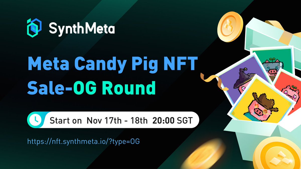 Meta Candy Pig #NFTSale (OG Round) Starts Now🔥

1,000 Meta Candy Pig #NFTs Only, FCFS
💸Price: 8 APT
🎁Buy at: nft.synthmeta.io/?type=OG

#NFTFreeMint winners can mint your #NFT with the same link👆