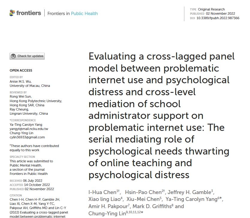 Mark Griffiths on X: Our latest psychometric paper on the Online