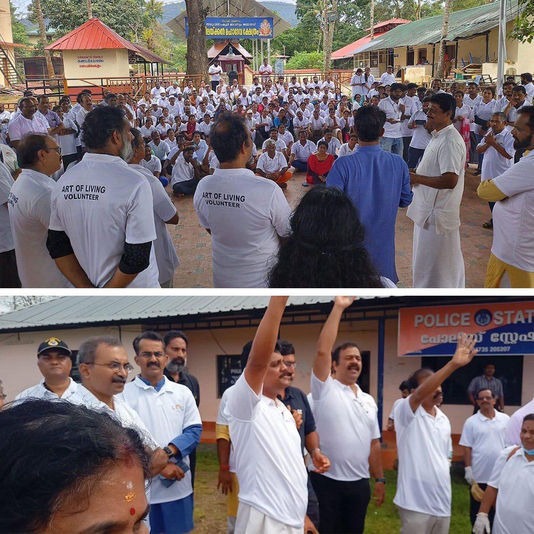 As lakhs of Lord Ayyappa devotees begin the holy pilgrimage to Sabarimala, @ArtofLiving volunteers from across Kerala came together for a cleanliness drive at Nilakkal, Sabarimala, and the banks of the Pampa river. #PunyamPoonkavanam #sustainabledevelopment @TheKeralaPolice