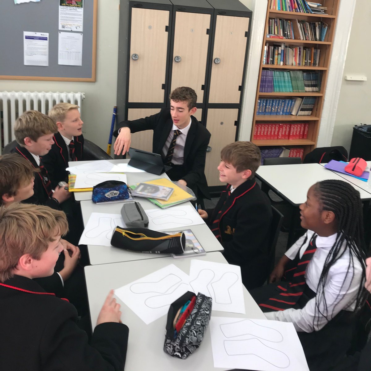 PGS1732's tweet photo. Year 12 mentors visited Year 7 this morning discussing #antibullyingweek2022 and inspiring odd socks designs!
#PGSCompassion #PGSCollaboration https://t.co/ObA8e7Y057