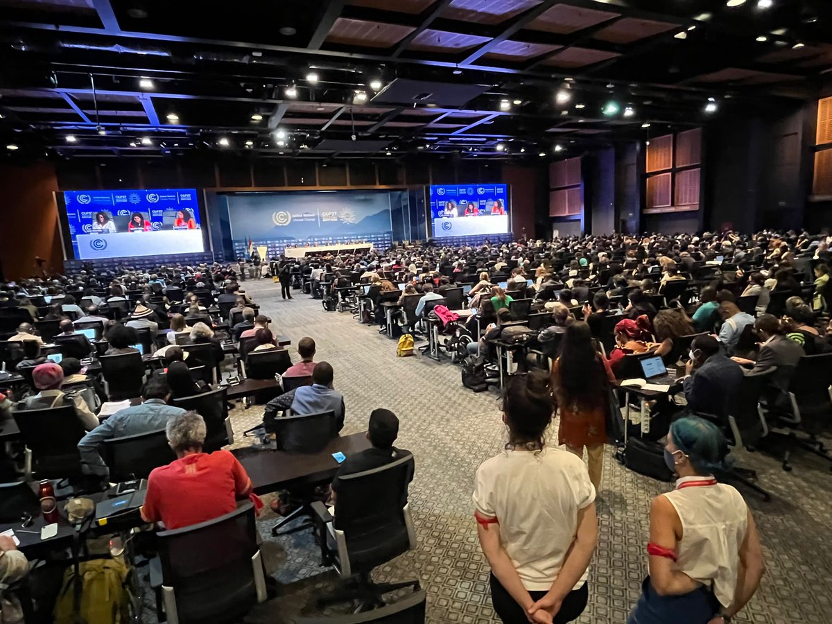 RhodaClimate's tweet photo. Powerful moments at the Peoples Plenary as #workers #climatejusticegroups #womenandgender #youth #indigenouspeoples #disabilitygroups take the stage to call for urgent action by parties at #COP27
Photo credit: @SamiDellah https://t.co/AOIyMnM8bp