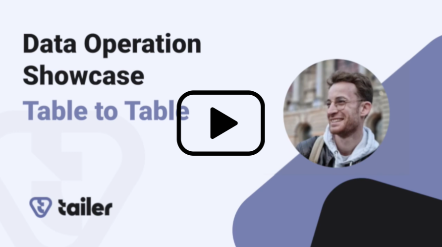 [🎥 Tailer Showcase]  Dans cette 1ère vidéo consacrée à #Tailer, notre plateforme #data intégrant nativement les problématiques du #retail, on vous explique comment déployer une configuration Table to Table for #BigQuery afin de préparer des données...

👉 bit.ly/3GoT4IO