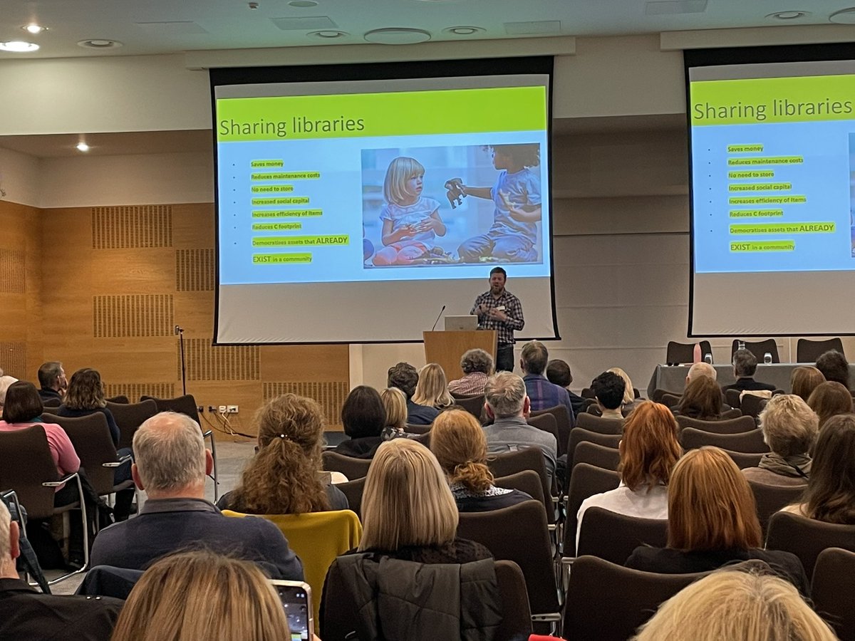 evoc_edinburgh's tweet photo. ‘I don’t need a drill, I need a hole in the wall.’ Chris Hellawell from @edintoollibrary talking about the importance of refusing and reusing rather than recycling and recovering. #OurCommunitiesOurSector #EVOC2022. https://t.co/gA9M1Sf6Hu