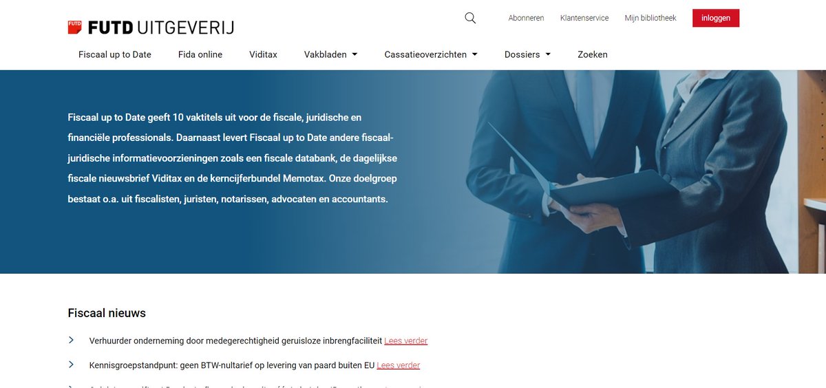 Voor <a href="/Rendement_NL/">Rendement Uitgeverij</a> vernieuwde Stipp recent het Fiscaal up to Date-portaal. In een eerdere fase richtten wij hiervoor al het CMS in voor de redactie en opmaak (pdf-uitvoer) van de 10 vakbladen en dagelijkse updates.

futd.nl