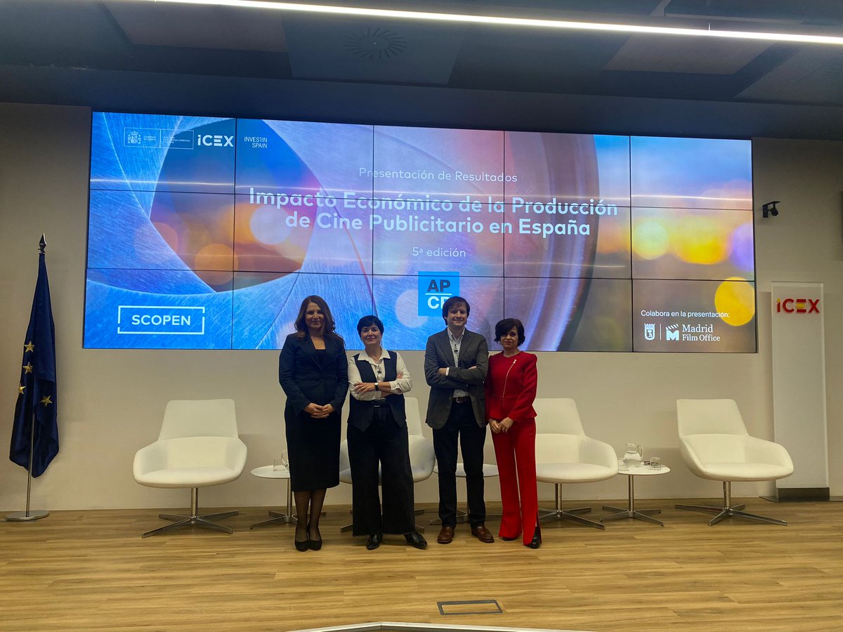 InvestInSpain's tweet photo. #WhySpain | Today, we are hosting the presentation of the report on the economic impact of advertising film production in Spain, with @APCineyPubli, @SCOPEN_es and @Madrid_FO 

🎬 39% are foreign clients and invest 206 million euros. 

#shootinginspain @SpainAVSHub https://t.co/cjV2AnQcwt