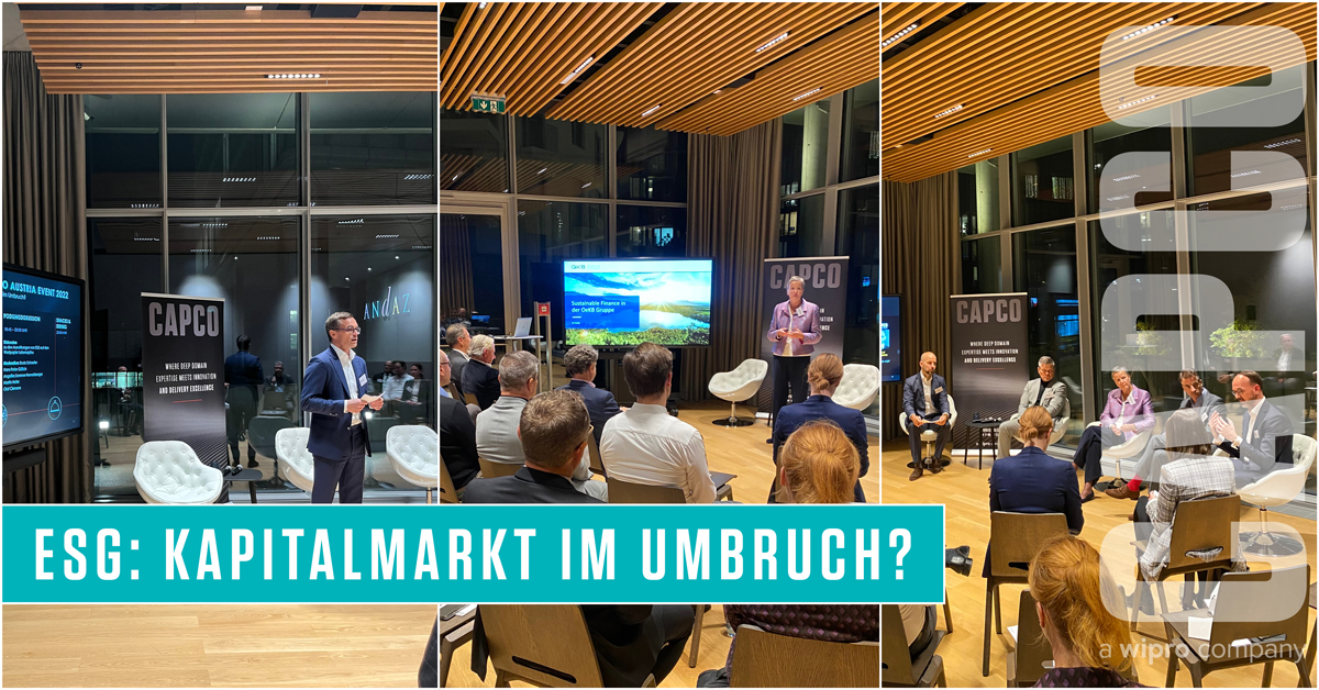 Gestern fand unser Event „#ESG: #Kapitalmarkt im Umbruch?“ statt und lud zum informativen Austausch, inklusive Keynote von Hans-Peter Guellich und Praxisbericht von Angelika Sommer-Hemetsberger, sowie anschließender Podiumsdiskussion ein. Herzlichen Dank an unsere Gäste!