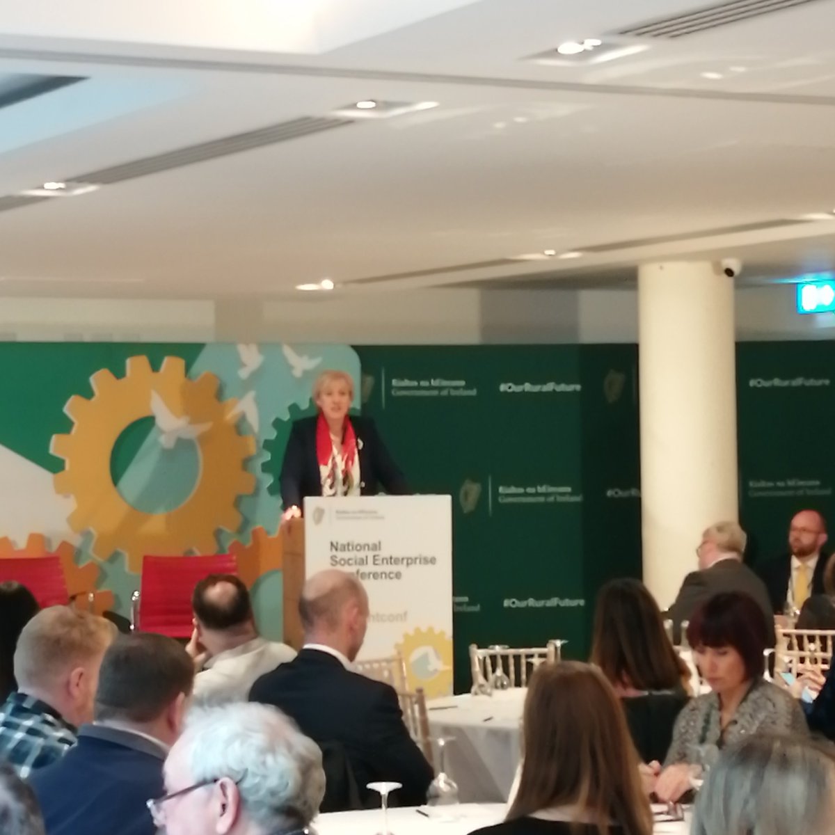 Nancy6625's tweet photo. Live at The Morrison Hotel to hear @HHumphreysFG open The National Social Enterprise Conference. She credits SECOP and Leader training as part of the significant success this last year. So proud to be part of this training initiative. 
#SocEntConf @WexfordLocalDev @KilkennyLP https://t.co/Nm9jCSaNB8