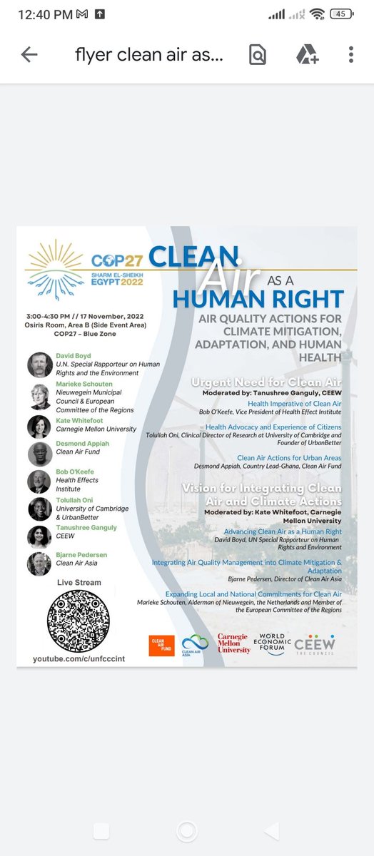 Ochams_Razor's tweet photo. Join us today at 15:00 in Osiris Room, Area B. Clean Air as a Human Right! #Cityzens4CleanAir #CleanAirCOP27 @UrbanBetter @CleanAirFund https://t.co/8YjOxeTY12