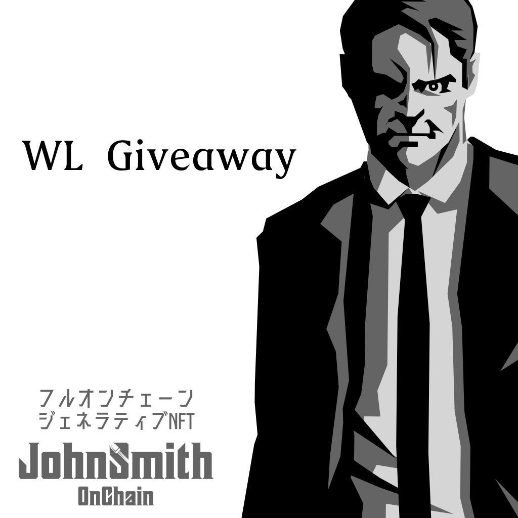 John Smith On Chain | GENESIS SOLD OUT (@johnsmith_oc) on Twitter photo The LAST #JohnSmithOnChain #LicenseToMint WL
Twitter Giveaway🔫🤵♀️
5 Winners
The on chain #NFT revolution is coming to Japan🇯🇵
Mints11/27 20:00 Japan Time
0.003ETH
1⃣FOLLOW
<a href="/john_smithNFT/">JohnSmithNFT</a>
<a href="/chun_onchain/">Chun@位置ゲー開発</a>
<a href="/TheVegaTony/">Tony R. Vega | トニー・R・ベガ</a>
2⃣💛+RT
ENDS 52HRS⏰
#NFTcommunity #NFTs #NFTJapan #Ethereum The LAST #JohnSmithOnChain #LicenseToMint WL
Twitter Giveaway🔫🤵♀️
5 Winners
The on chain #NFT revolution is coming to Japan🇯🇵
Mints11/27 20:00 Japan Time
0.003ETH
1⃣FOLLOW
<a href="/john_smithNFT/">JohnSmithNFT</a>
<a href="/chun_onchain/">Chun@位置ゲー開発</a>
<a href="/TheVegaTony/">Tony R. Vega | トニー・R・ベガ</a>
2⃣💛+RT
ENDS 52HRS⏰
#NFTcommunity #NFTs #NFTJapan #Ethereum