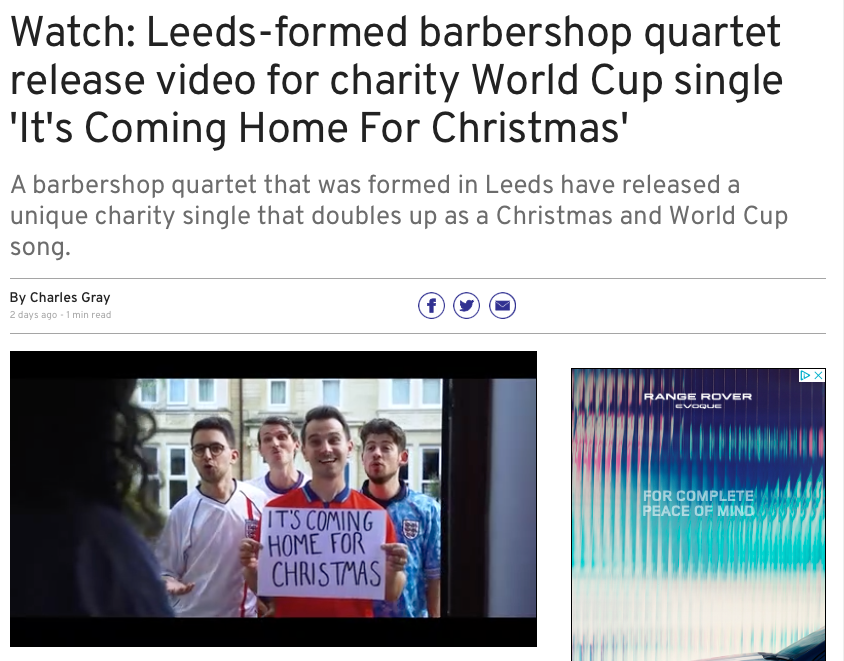 Thank you for the coverage <a href="/charlesgray1992/">Charles Joe Gray</a> <a href="/LeedsNews/">Yorkshire Evening Post</a> 🙏👉 shorturl.at/HLN35

Watch #itscominghomeforchristmas here: youtube.com/watch?v=4yiNlu… 

#FIFAWorldCupQatar2022